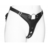 Черный женский пояс с вагинальной пробкой - LOVETOY (А-Полимер) - купить с доставкой в Невинномысске