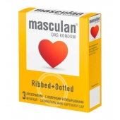 Презервативы с колечками и пупырышками Masculan Ribbed+Dotted - 3 шт. - Masculan - купить с доставкой в Невинномысске