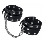 Черные кожаные однослойные оковы с люверсами - Pecado - купить с доставкой в Невинномысске