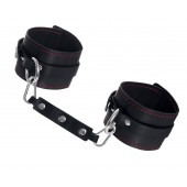 Черные кожаные однослойные оковы с контрастной строчкой - Pecado - купить с доставкой в Невинномысске