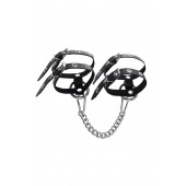 Черные однослойные кожаные оковы из двух ремешков - Pecado - купить с доставкой в Невинномысске