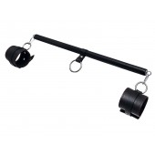 Черная распорка для ног с кожаными манжетами - Pecado - купить с доставкой в Невинномысске