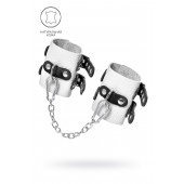 Бело-черные наручники с двумя ремешками и люверсами - Pecado - купить с доставкой в Невинномысске