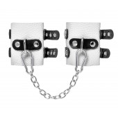 Бело-черные наручники с двумя ремешками и люверсами - Pecado - купить с доставкой в Невинномысске