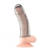 Текстурированная насадка на пенис Clear Textured Penis Enhancing Sleeve Extension - 16,5 см. - BlueLine - в Невинномысске купить с доставкой