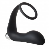 Черное эрекционное кольцо с вибропробкой Vibrating Anal Plug With Cockring - Dream Toys - в Невинномысске купить с доставкой