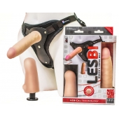 Телесный страпон Harness LESBI с вагинальной пробкой - 16,5 см. - LOVETOY (А-Полимер) - купить с доставкой в Невинномысске