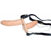 Телесный женский страпон с вагинальной пробкой Strap-On Duo - 15 см. - Orion - купить с доставкой в Невинномысске