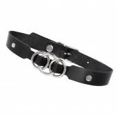 Черный кожаный ошейник со связанными кольцами - Pecado - купить с доставкой в Невинномысске