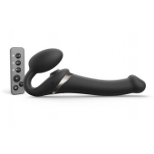 Черный безремневой страпон Multi Orgasm Size M с клиторальной стимуляцией - Strap-on-me - купить с доставкой в Невинномысске
