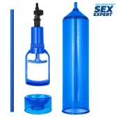 Синяя вакуумная помпа с уплотнительной насадкой - Sex Expert - в Невинномысске купить с доставкой