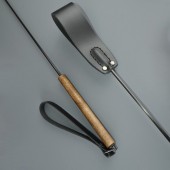 Черный кожаный стек с деревянной рукоятью - 69 см. - Sitabella - купить с доставкой в Невинномысске