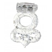 Прозрачное эрекционное кольцо с вибратором  и подхватом - Toyfa Basic - в Невинномысске купить с доставкой