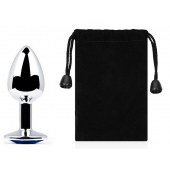 Анальное украшение BUTT PLUG  Small с синим кристаллом - 7 см. - Anal Jewelry Plug - купить с доставкой в Невинномысске