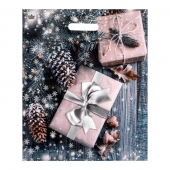 Новогодний пакет с принтом в виде подарков и вырубной ручкой (45х38 см) - Сима-Ленд - купить с доставкой в Невинномысске