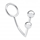 Кольцо на пенис с анальным стимулятором Two Bead Stainless Steel Anal Hook   Cock Ring - BlueLine - в Невинномысске купить с доставкой