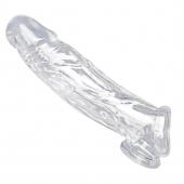 Прозрачная насадка для увеличения члена Realistic Clear Penis Enhancer and Ball Stretcher - 20,3 см. - XR Brands - в Невинномысске купить с доставкой