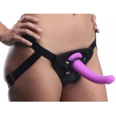 Лиловый поясной страпон Navigator Silicone G-Spot Dildo with Harness - 17,8 см. - XR Brands - купить с доставкой в Невинномысске