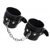 Черные однослойные наручники из натуральной кожи с цепочкой - Pecado - купить с доставкой в Невинномысске