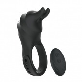 Черное эрекционное кольцо Usagi с ушками и пультом ДУ - BeYourLover - в Невинномысске купить с доставкой