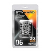 Прозрачная насадка с объёмными чёрточками STAY HARD COCK SLEEVE 06 CLEAR - Blush Novelties - в Невинномысске купить с доставкой