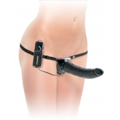 Черный страпон с вагинальной пробкой Deluxe Vibrating Penetrix Strap-On - 19 см. - Pipedream - купить с доставкой в Невинномысске