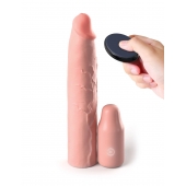 Телесная вибронасадка на член 3  Vibrating Mega X-tension with Remote - 22,9 см. - Pipedream - в Невинномысске купить с доставкой