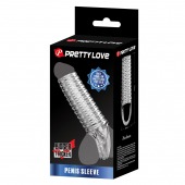 Прозрачная насадка на пенис с ребрышками и подхватом мошонки - Baile - в Невинномысске купить с доставкой