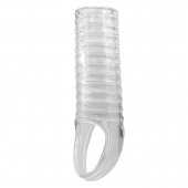 Прозрачная насадка на пенис с ребрышками и подхватом мошонки - Baile - в Невинномысске купить с доставкой