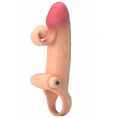 Телесная вибронасадка на пенис с подхватом мошонки - 20 см. - Baile - в Невинномысске купить с доставкой