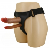 Темно-бежевый фаллопротез для двойного проникновения - 17,5 см. - Baile - купить с доставкой в Невинномысске