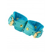 Голубые двуслойные кожаные наручники-браслеты - Pecado - купить с доставкой в Невинномысске