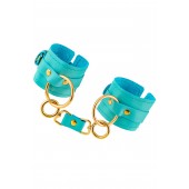 Голубые однослойные кожаные наручники - Pecado - купить с доставкой в Невинномысске