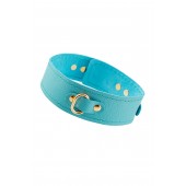 Голубой кожаный однослойный ошейник с прошивкой - Pecado - купить с доставкой в Невинномысске