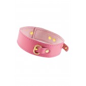 Розовый кожаный однослойный ошейник с прошивкой - Pecado - купить с доставкой в Невинномысске