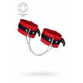 Красно-черные мягкие оковы с одним ремешком и люверсами - Pecado - купить с доставкой в Невинномысске