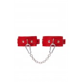 Красные кожаные узкие оковы со скруглёнными углами - Pecado - купить с доставкой в Невинномысске