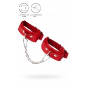 Красные кожаные узкие оковы со скруглёнными углами - Pecado - купить с доставкой в Невинномысске