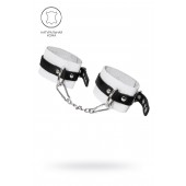 Бело-черные мягкие оковы с одним ремешком и люверсами - Pecado - купить с доставкой в Невинномысске