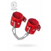 Красные мягкие кожаные наручники с люверсами - Pecado - купить с доставкой в Невинномысске