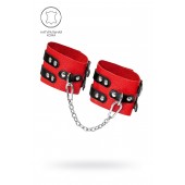 Красно-черные мягкие оковы с двумя ремешками с люверсами - Pecado - купить с доставкой в Невинномысске