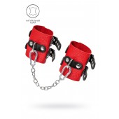 Красно-черные мягкие наручники с двумя ремешками с люверсами - Pecado - купить с доставкой в Невинномысске