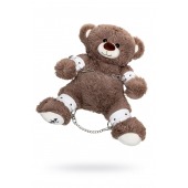 Бондажный набор: бурый мишка с белыми оковами и наручниками - Pecado - купить с доставкой в Невинномысске