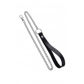 Поводок с ручкой из черной натуральной кожи и карабином для ошейника - Pecado - купить с доставкой в Невинномысске