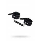 Черные двухслойные кожаные оковы с белой строчкой - Pecado - купить с доставкой в Невинномысске