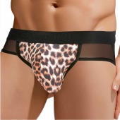 Сексуальные мужские трусы-джоки с леопардовой вставкой по центру - Gauvine купить с доставкой