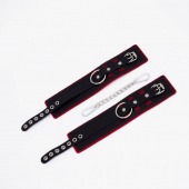 Черно-красные оковы с красной строчкой Sex - Crazy Handmade - купить с доставкой в Невинномысске