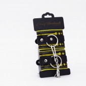 Черно-желтые кожаные наручники с жёлтой строчкой - Crazy Handmade - купить с доставкой в Невинномысске