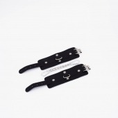 Черные кожаные наручники с хромированной фурнитурой - Crazy Handmade - купить с доставкой в Невинномысске