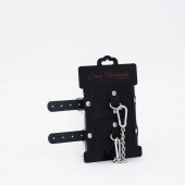 Черные кожаные оковы с хромированной фурнитурой - Crazy Handmade - купить с доставкой в Невинномысске